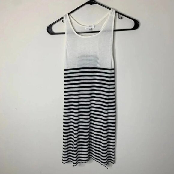 Aritzia Wilfred Tank Top Striped Racerback Side Split Hem White Black Size XS - Picture 4 of 11